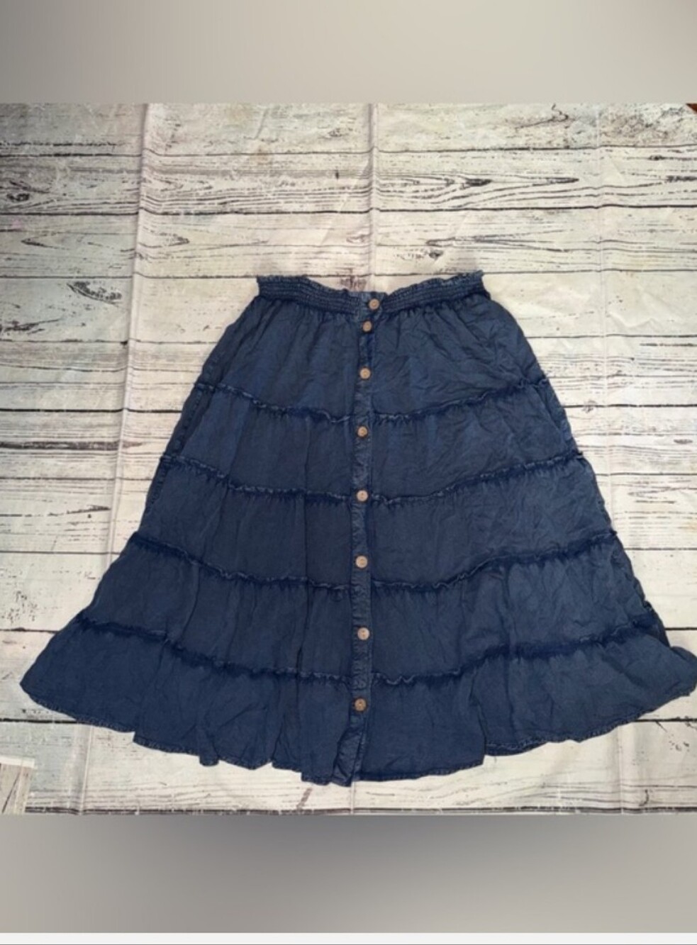 Mlle Gabrielle Tiered Button-Front Navy Women's Skirt